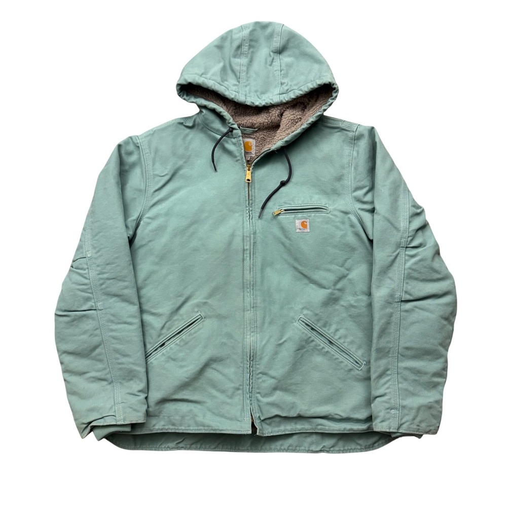 Carhartt Sandstone Sierra Sherpa Lined Hooded Jacket Seaglass WJ141 454 XL
